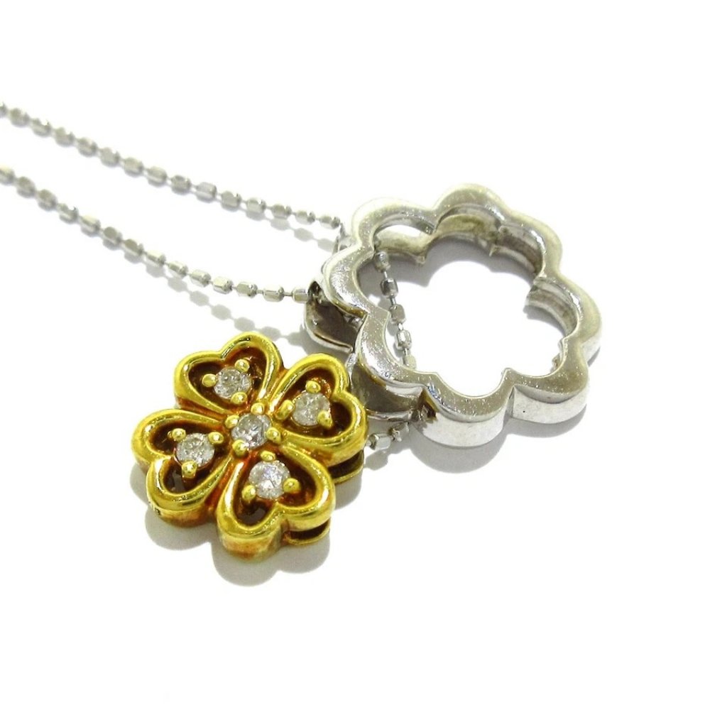 Auth 10438 18k White Gold 18k Yellow Gold Diamond 18k Necklace